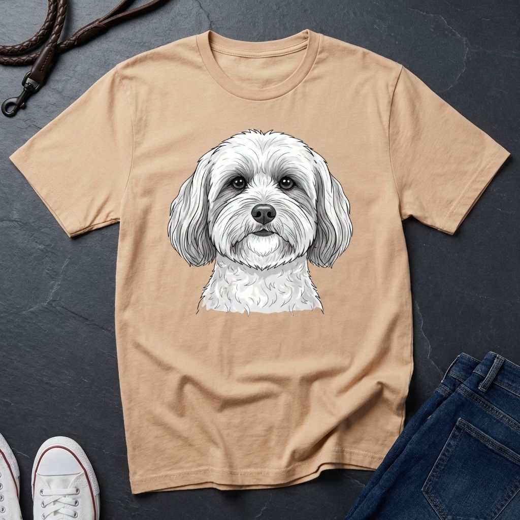 Cute Shih Tzu Dog Portrait T-Shirt — Realistic Pet Illustration Tee - Comfort Colors 1717