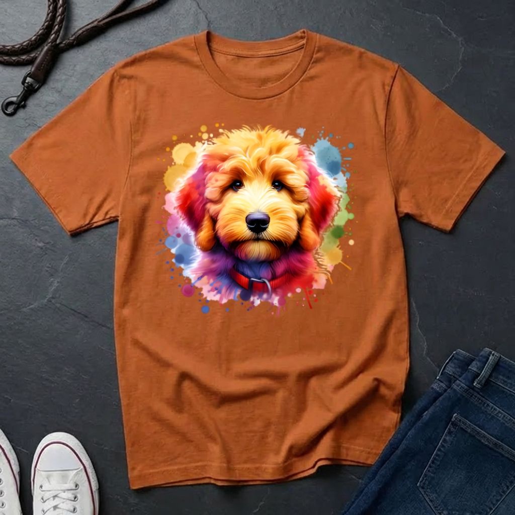 Golden Doodle Graphic Pop Art Shirt — Colorful Golden Doodle Portrait — Comfort Colors 1717