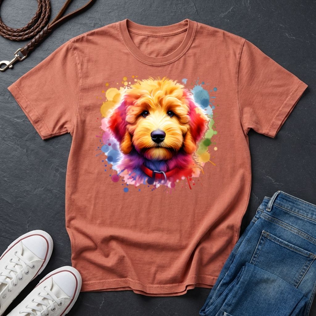 Golden Doodle Graphic Pop Art Shirt — Colorful Golden Doodle Portrait — Comfort Colors 1717