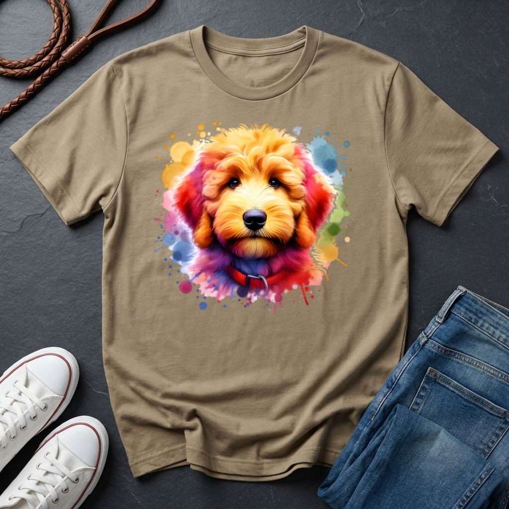 Golden Doodle Graphic Pop Art Shirt — Colorful Golden Doodle Portrait — Comfort Colors 1717