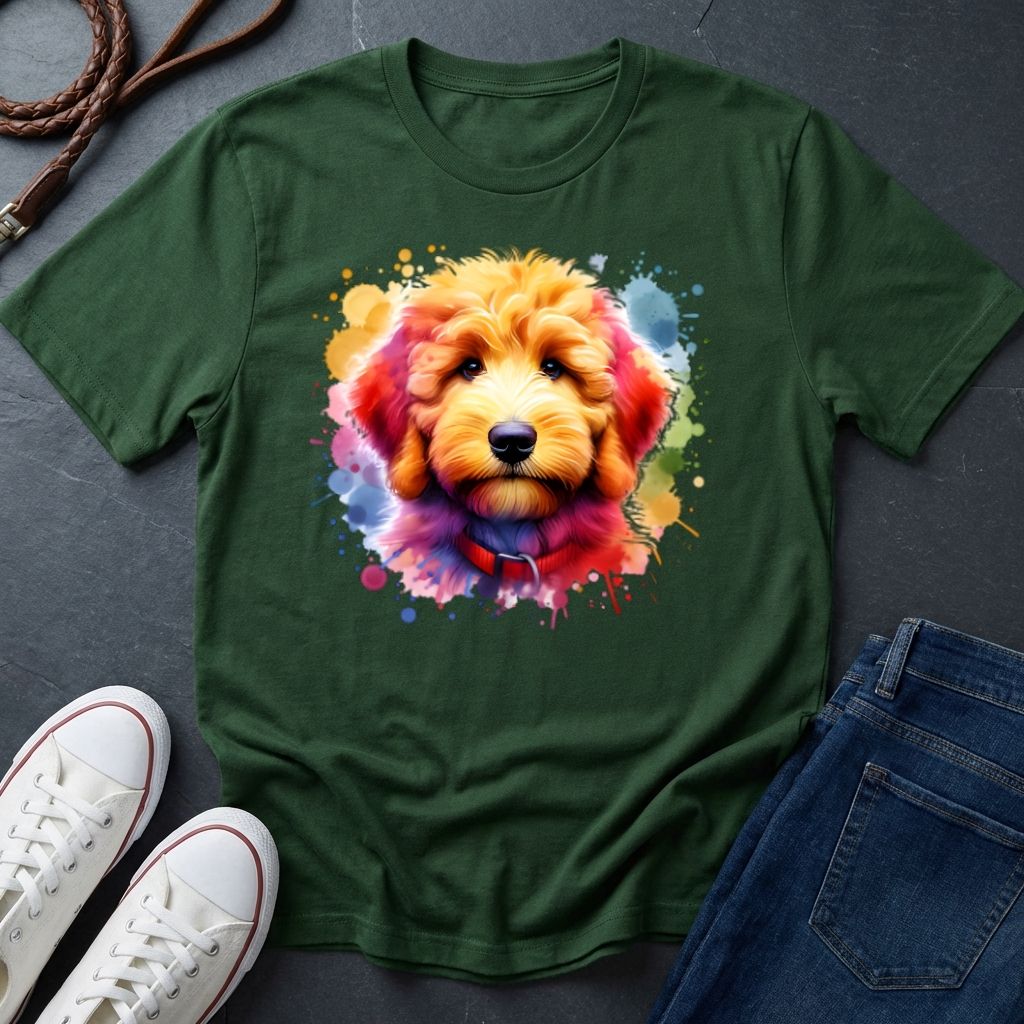 Golden Doodle Graphic Pop Art Shirt — Colorful Golden Doodle Portrait — Comfort Colors 1717