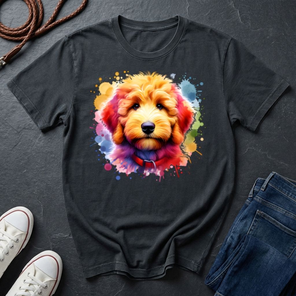 Golden Doodle Graphic Pop Art Shirt — Colorful Golden Doodle Portrait — Comfort Colors 1717