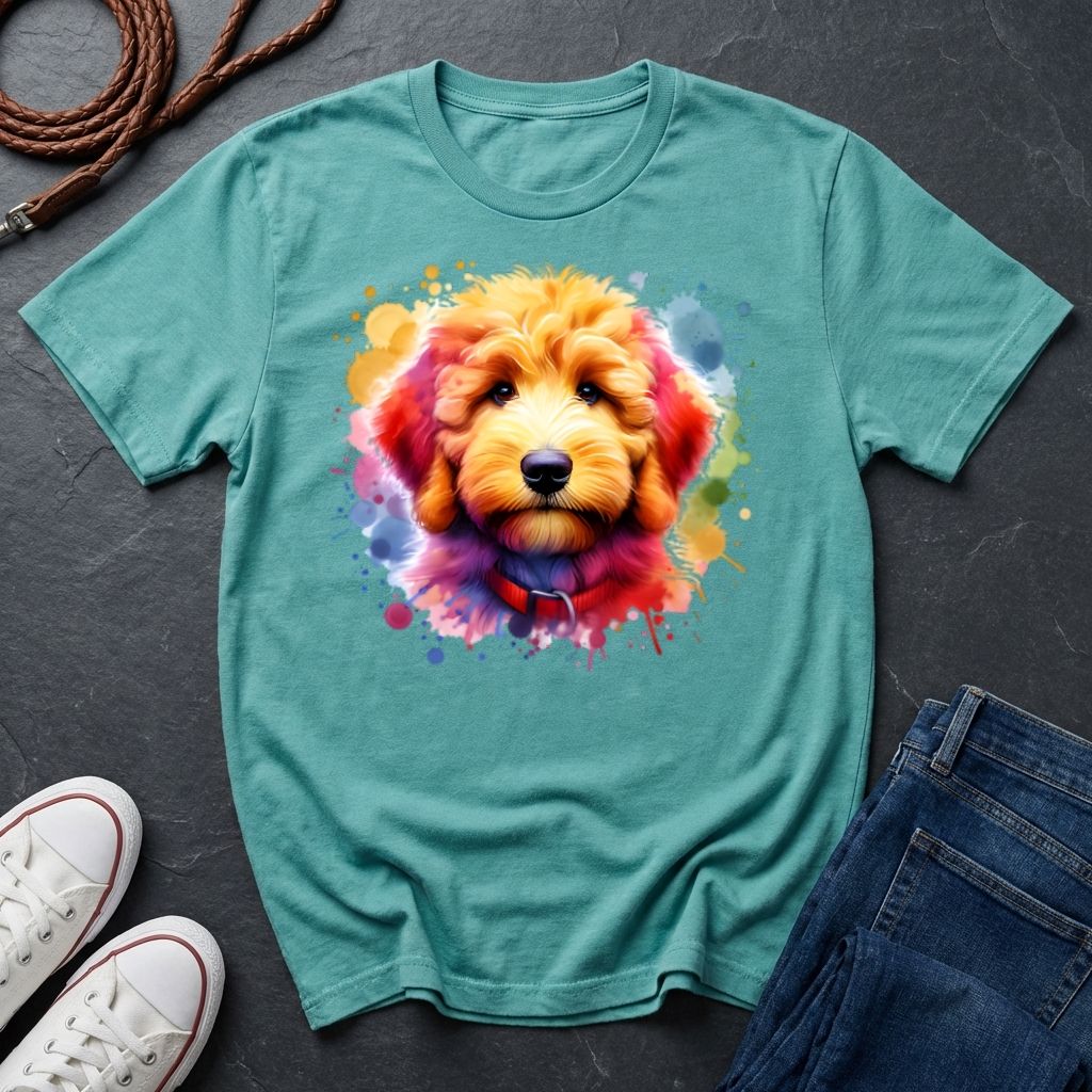 Golden Doodle Graphic Pop Art Shirt — Colorful Golden Doodle Portrait — Comfort Colors 1717
