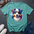 Australian Shepherd Graphic Pop Art Shirt — Colorful Aussie Portrait — Comfort Colors 1717