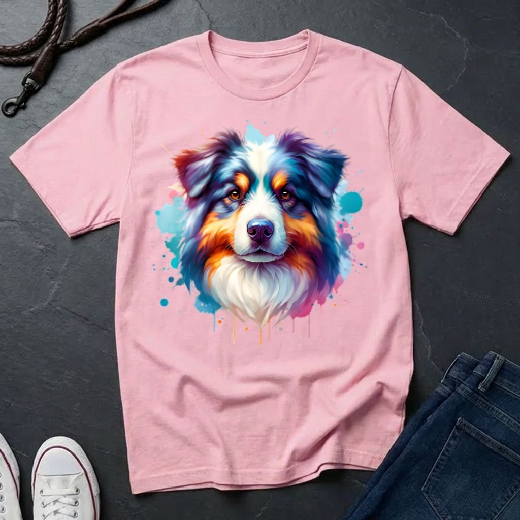 Australian Shepherd Graphic Pop Art Shirt — Colorful Aussie Portrait — Comfort Colors 1717