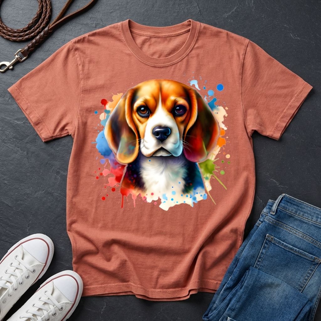Beagle Graphic Pop Art Shirt — Colorful Hound Portrait — Comfort Colors 1717
