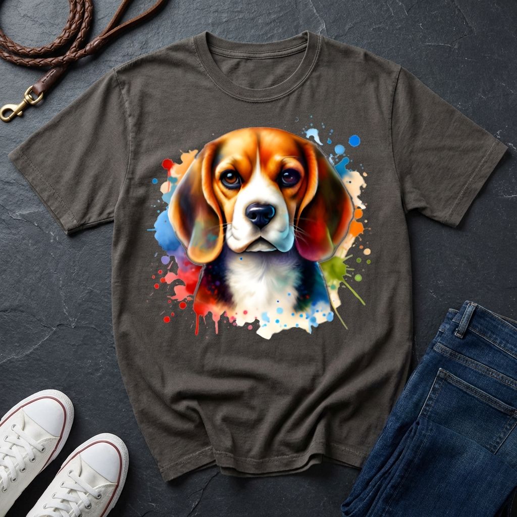 Beagle Graphic Pop Art Shirt — Colorful Hound Portrait — Comfort Colors 1717