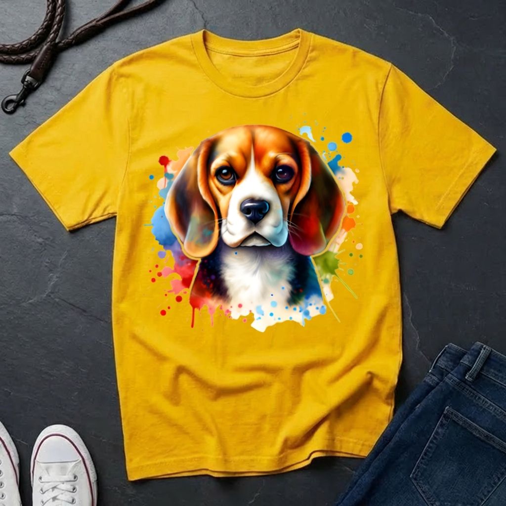 Beagle Graphic Pop Art Shirt — Colorful Hound Portrait — Comfort Colors 1717