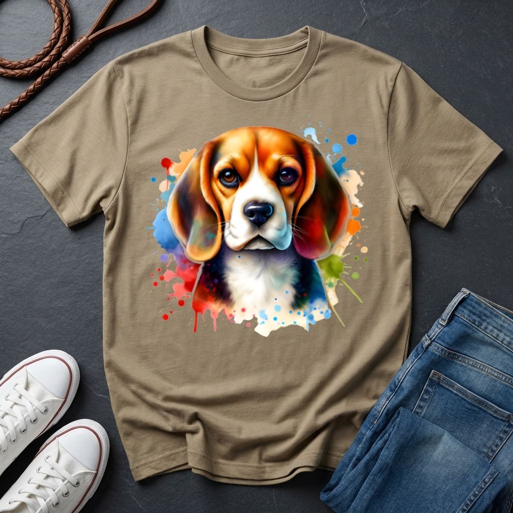 Beagle Graphic Pop Art Shirt — Colorful Hound Portrait — Comfort Colors 1717