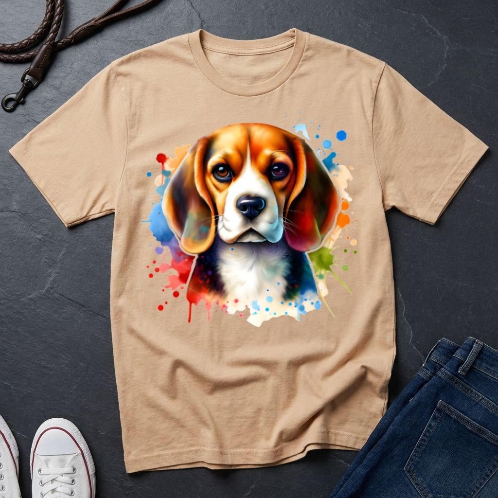 Beagle Graphic Pop Art Shirt — Colorful Hound Portrait — Comfort Colors 1717