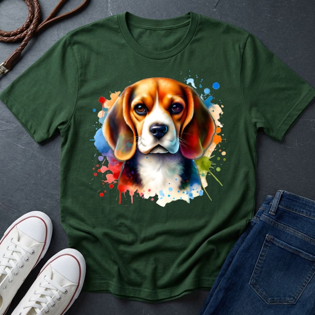 Beagle Graphic Pop Art Shirt — Colorful Hound Portrait — Comfort Colors 1717