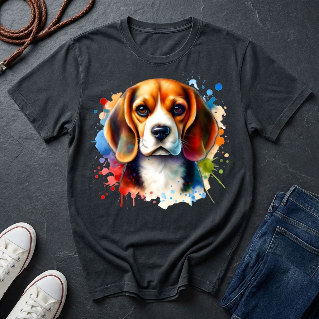 Beagle Graphic Pop Art Shirt — Colorful Hound Portrait — Comfort Colors 1717