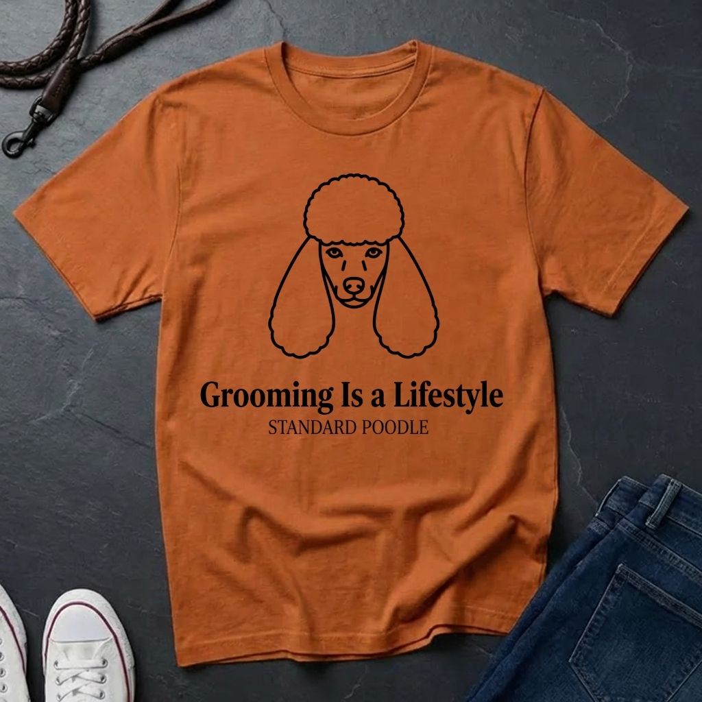 Poodle 'Grooming Is a Lifestyle' Graphic Pop Art Shirt — Modern Line Art Dog Tee - Comfort Colors 1717
