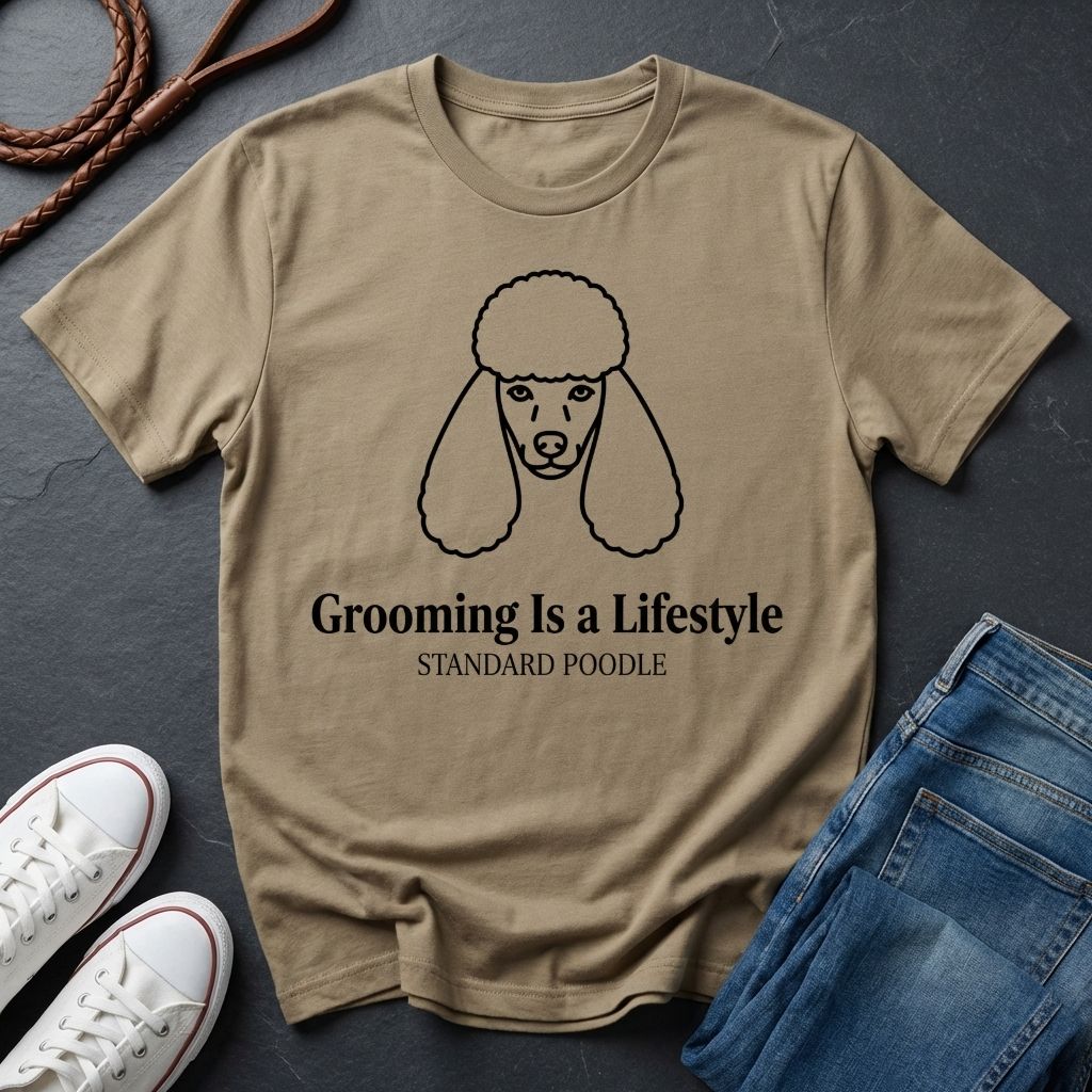 Poodle 'Grooming Is a Lifestyle' Graphic Pop Art Shirt — Modern Line Art Dog Tee - Comfort Colors 1717