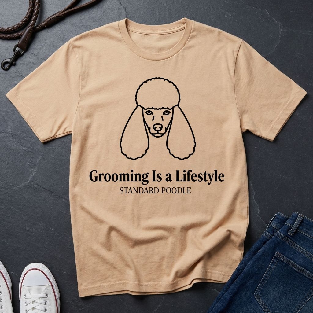 Poodle 'Grooming Is a Lifestyle' Graphic Pop Art Shirt — Modern Line Art Dog Tee - Comfort Colors 1717