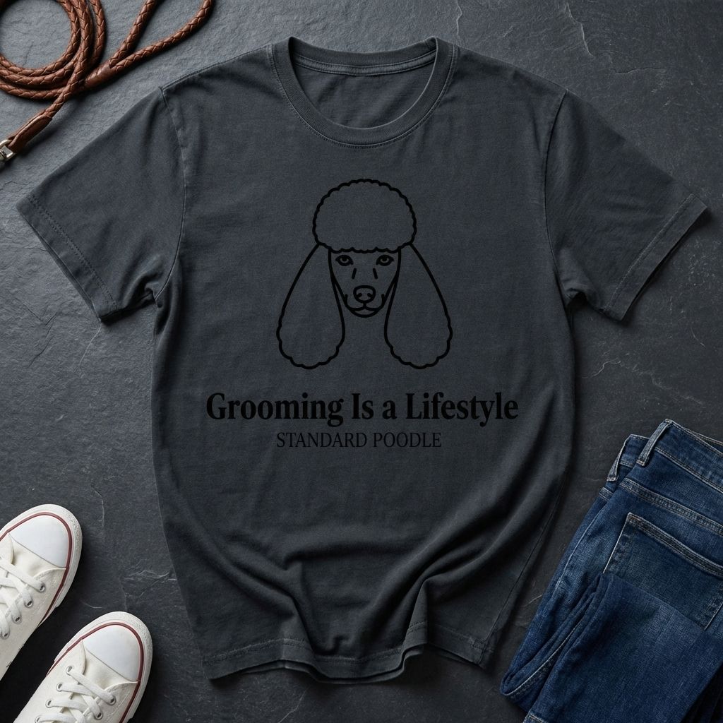 Poodle 'Grooming Is a Lifestyle' Graphic Pop Art Shirt — Modern Line Art Dog Tee - Comfort Colors 1717