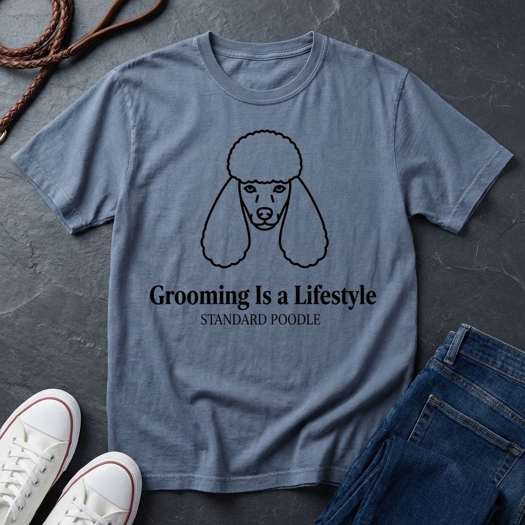 Poodle 'Grooming Is a Lifestyle' Graphic Pop Art Shirt — Modern Line Art Dog Tee - Comfort Colors 1717