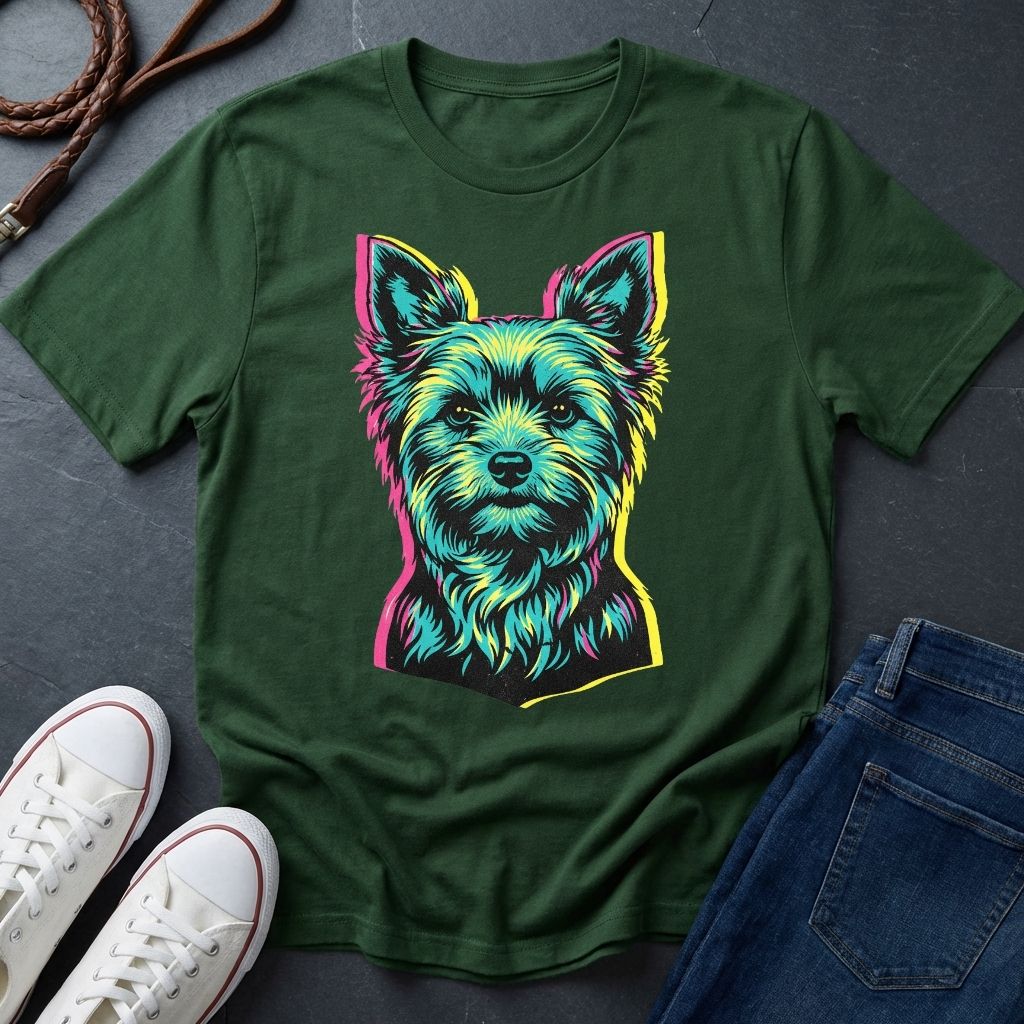Yorkie Pop Art Shirt, Warhol Style Yorkshire Terrier Tee, Streetwear Misprint Graphic — Comfort Colors 1717