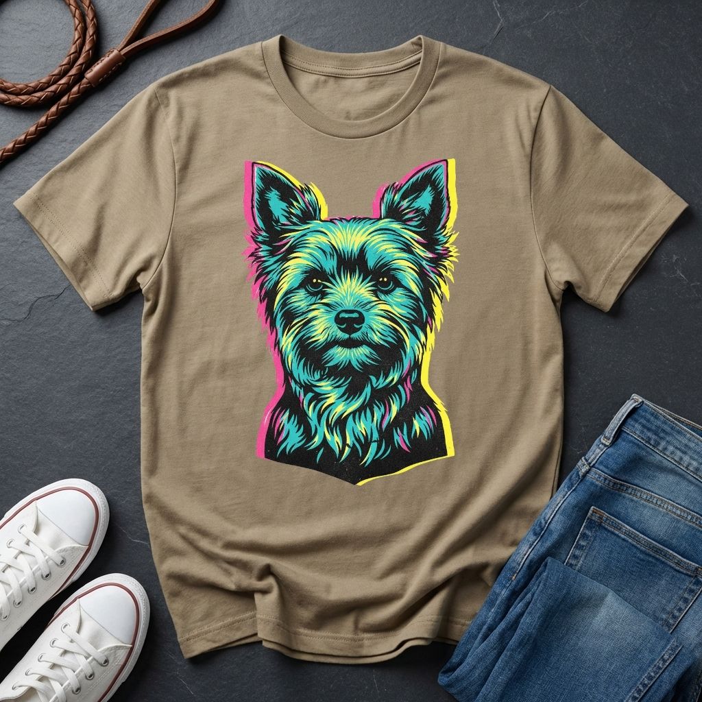 Yorkie Pop Art Shirt, Warhol Style Yorkshire Terrier Tee, Streetwear Misprint Graphic, Comfort Colors 1717, Dog Lover Gift
