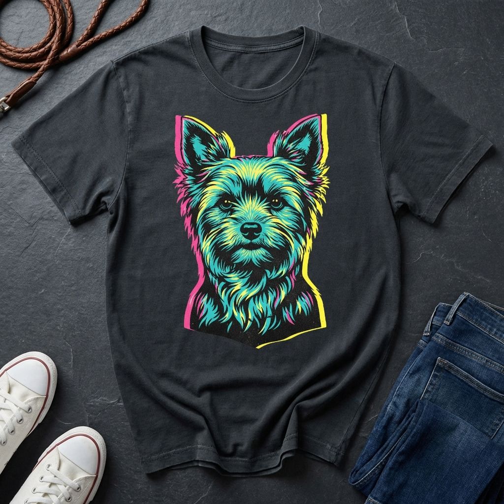 Yorkie Pop Art Shirt, Warhol Style Yorkshire Terrier Tee, Streetwear Misprint Graphic, Comfort Colors 1717, Dog Lover Gift
