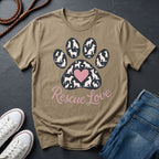 Rescue Love Paw Print T-Shirt — Animal Rescue Comfort Colors Tee