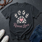 Rescue Love Paw Print T-Shirt — Animal Rescue Comfort Colors Tee