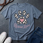 Rescue Love Paw Print T-Shirt — Animal Rescue Comfort Colors Tee
