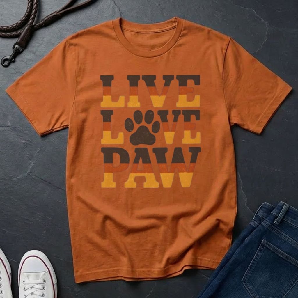 Live Love Paw T-Shirt — Cute Dog & Cat Lover Tee — Comfort Colors 1717