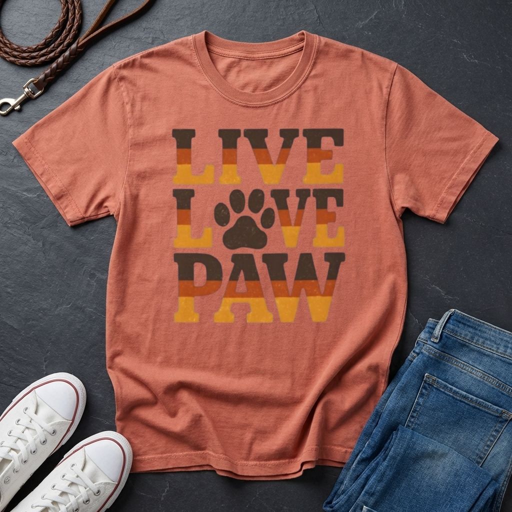 Live Love Paw T-Shirt — Cute Dog & Cat Lover Tee — Comfort Colors 1717