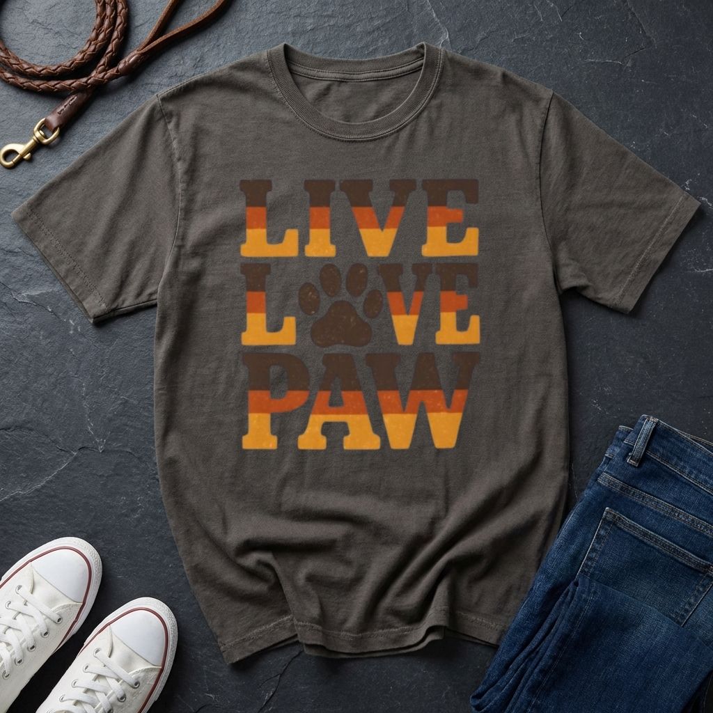 Live Love Paw T-Shirt — Cute Dog & Cat Lover Tee — Comfort Colors 1717