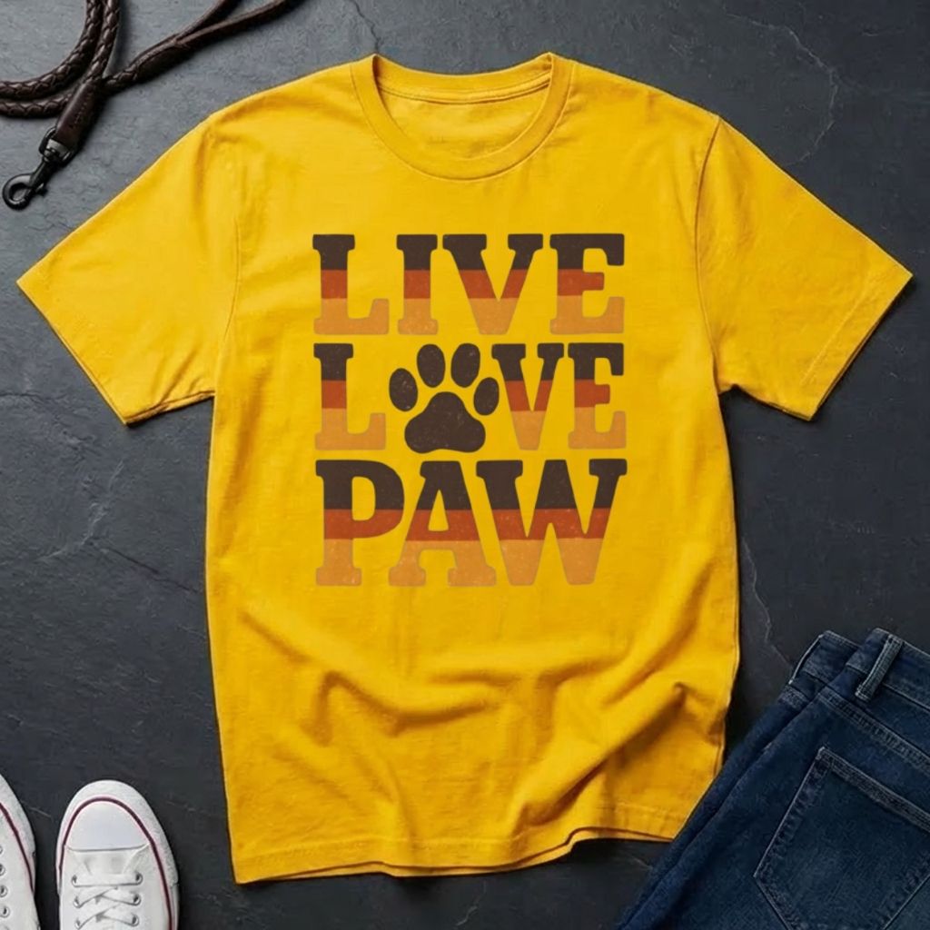 Live Love Paw T-Shirt — Cute Dog & Cat Lover Tee — Comfort Colors 1717