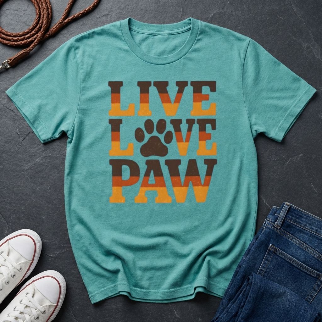Live Love Paw T-Shirt — Cute Dog & Cat Lover Tee — Comfort Colors 1717