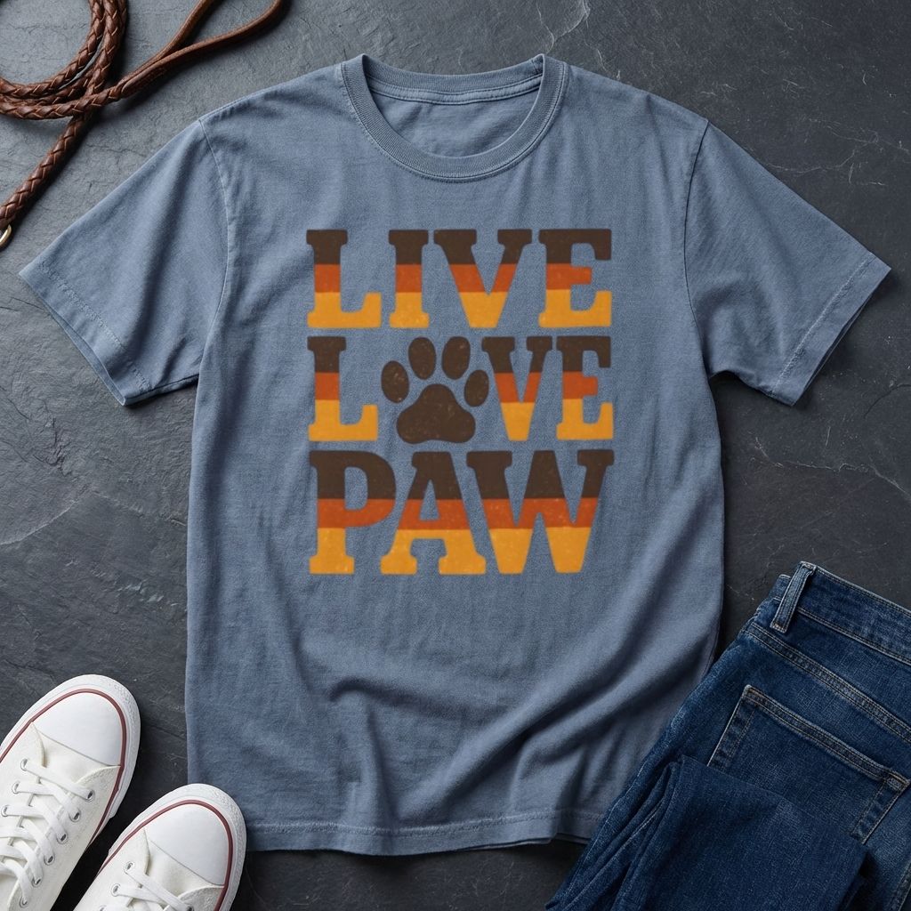 Live Love Paw T-Shirt — Cute Dog & Cat Lover Tee — Comfort Colors 1717