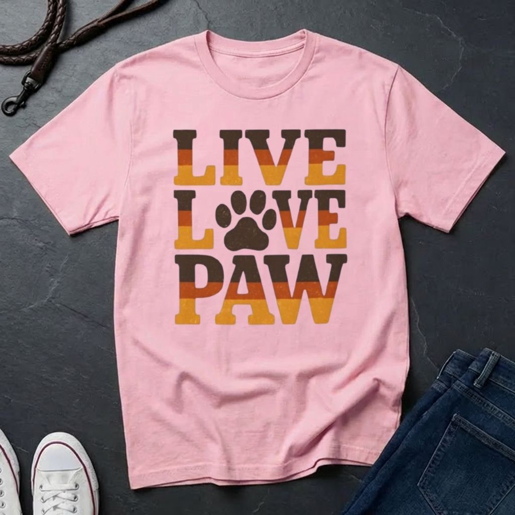 Live Love Paw T-Shirt — Cute Dog & Cat Lover Tee — Comfort Colors 1717