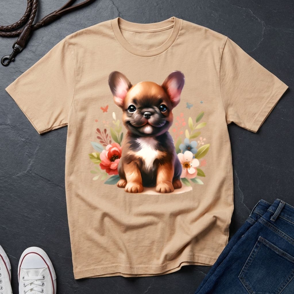 French Bulldog Floral T-Shirt — Cute Puppy Comfort Colors Design