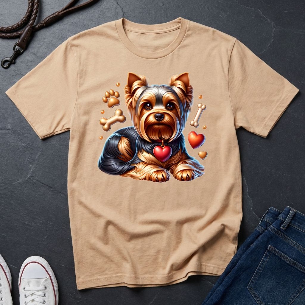 Yorkie 'Love' Graphic Pop Art Shirt — Modern Hearts & Bones Dog Tee - Comfort Colors 1717
