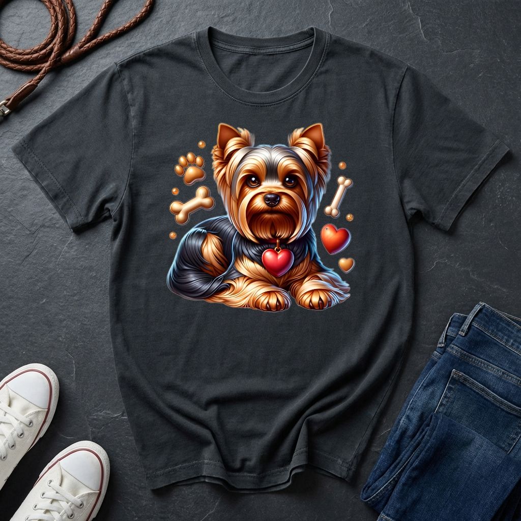 Yorkie 'Love' Graphic Pop Art Shirt — Modern Hearts & Bones Dog Tee — Comfort Colors 1717