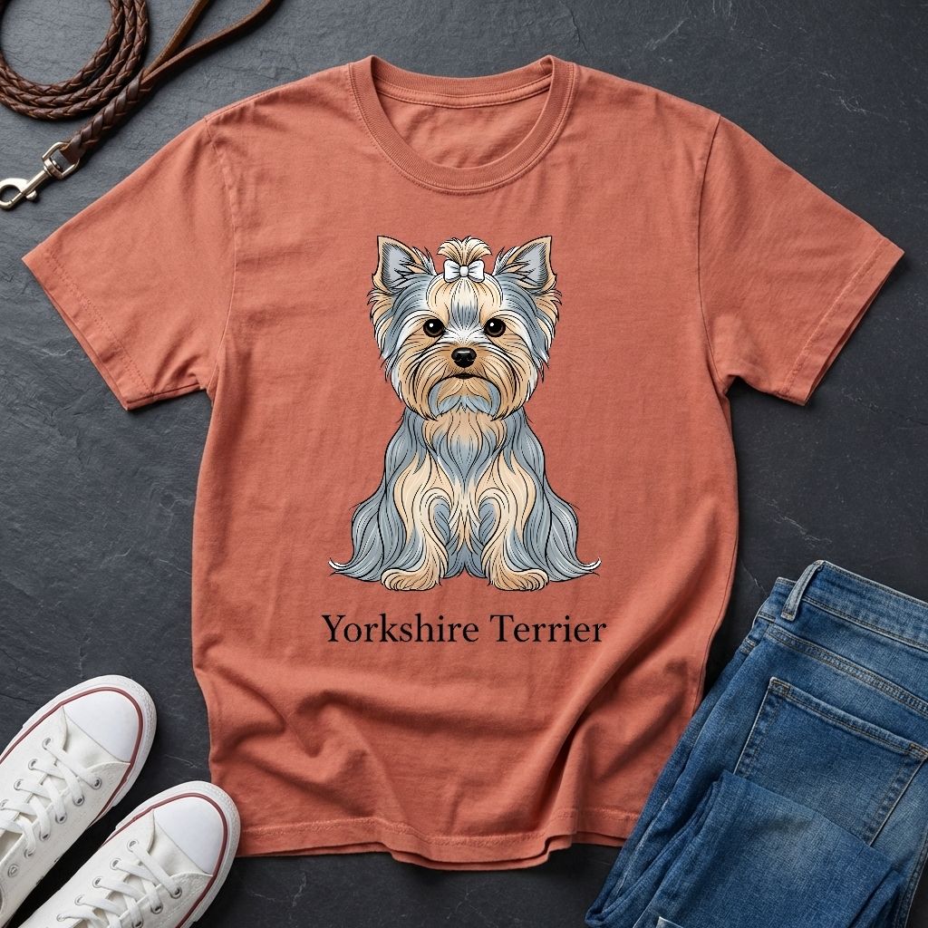 Yorkshire Terrier Graphic Art Shirt — Modern Yorkie Portrait Tee — Comfort Colors 1717