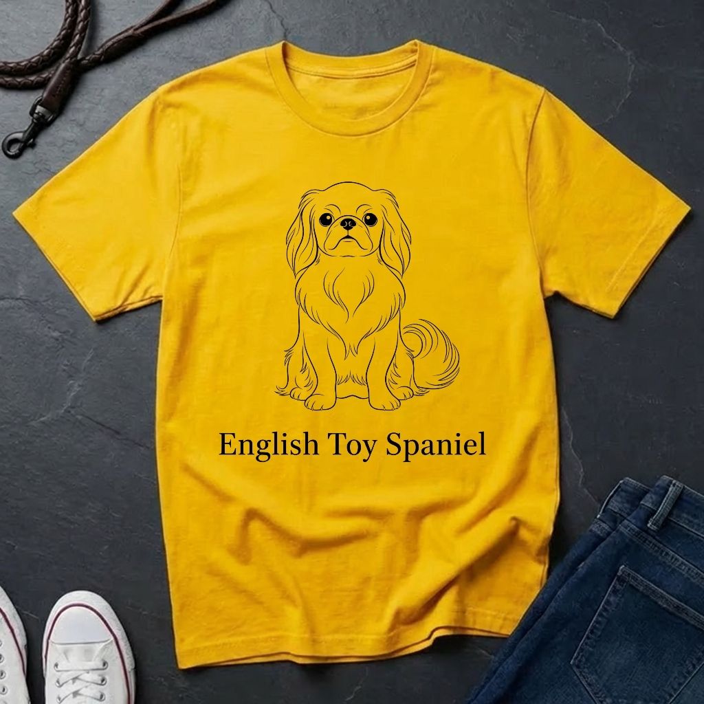 English Toy Spaniel Line Art Shirt — Bold Graphic Pop Art Dog Tee - Comfort Colors 1717