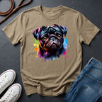 Pug Portrait T-Shirt — Colorful Watercolor Pug Tee - Comfort Colors 1717