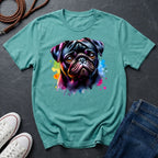 Pug Portrait T-Shirt — Colorful Watercolor Pug Tee - Comfort Colors 1717