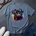 Pug Portrait T-Shirt — Colorful Watercolor Pug Tee - Comfort Colors 1717