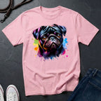 Pug Portrait T-Shirt — Colorful Watercolor Pug Tee - Comfort Colors 1717