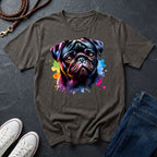 Pug Portrait T-Shirt — Colorful Watercolor Pug Tee - Comfort Colors 1717