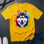 Siberian Husky Graphic Pop Art Shirt — Colorful Watercolor Splash Dog Tee - Comfort Colors 1717