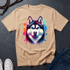 Siberian Husky Graphic Pop Art Shirt — Colorful Watercolor Splash Dog Tee - Comfort Colors 1717