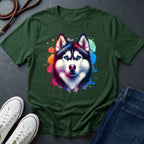 Siberian Husky Graphic Pop Art Shirt — Colorful Watercolor Splash Dog Tee - Comfort Colors 1717