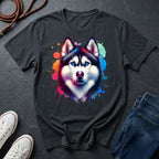 Siberian Husky Graphic Pop Art Shirt — Colorful Watercolor Splash Dog Tee - Comfort Colors 1717