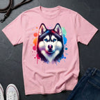 Siberian Husky Graphic Pop Art Shirt — Colorful Watercolor Splash Dog Tee - Comfort Colors 1717