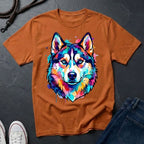 Siberian Husky Graphic Pop Art Shirt — Vibrant Neon Wolf Head Tee - Comfort Colors 1717
